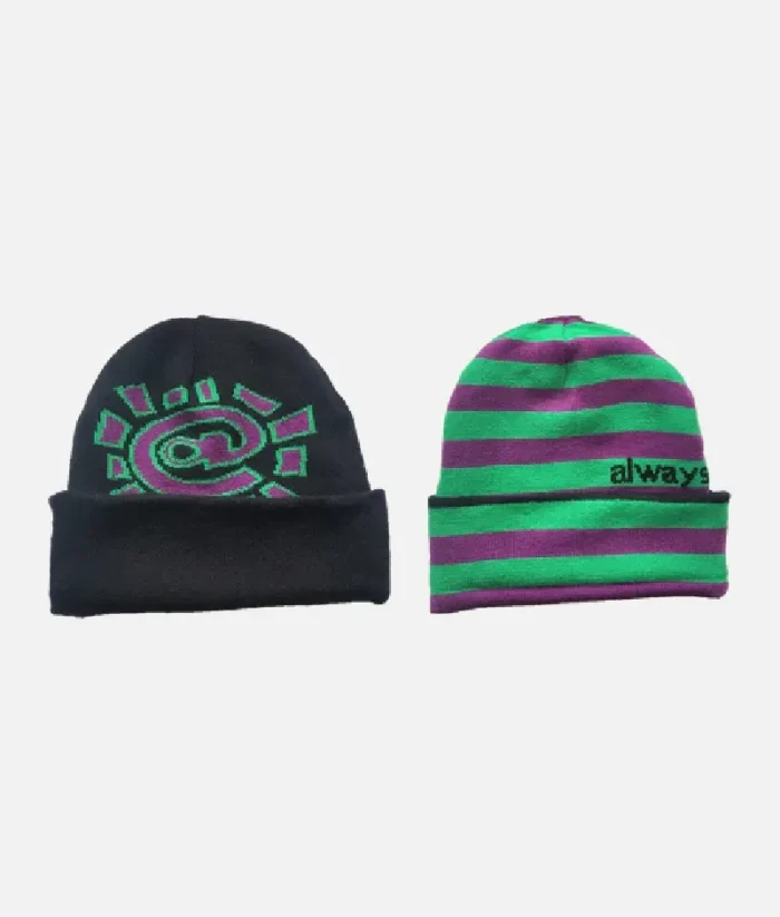 Adwysd Reversible Beanie Purple Green